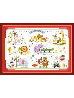 animal-1101 *สินค้าหมด* ชุดปักครอสติช ลายแผนที่สัตว์น้อย (ผ้า11CTพิมพ์ลาย ปัก 3 เส้นเล็ก) ขนาด 70*48 ซม.ผ้าครอสติช 11CTพิมพ์ลายปักบนผ้า ไหมคอตตอน 25 สี ผังลาย เข็ม