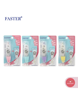 เทปลบคำผิด Pro-Line Plus โปรไลน์พลัส FASTER เปลี่ยนไส้ได้ ขนาด 5มม X 6 เมตร + รีฟิล รุ่น C659 จำนวน 1 อัน (คละสี)