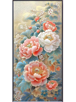 botan-1029 *สินค้าหมด* ชุดปักครอสติช ลายช่อโบตั๋น (ปักเต็มผืนผ้า ไม่มีเดินเส้น ผ้า11CTพิมพ์ลาย ปัก 3 เส้นเล็ก) ขนาด 50*75 ซม.ผ้าครอสติช 11CTพิมพ์ลายปักบนผ้า ไหมคอตตอน 32 สี ผังลาย เข็ม