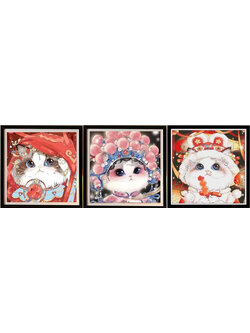 cat-1169 *สินค้าหมด* ชุดปักครอสติช ลายเซต 3 ชิ้น แมวน้อยน่ารัก (งานปักเต็มลาย ไม่มีเดินเส้น) ปักครั้งละ 3 เส้นเล็ก ขนาดภาพละ 50*50 ซม.ผ้าครอสติช 11CTพิมพ์ลายปักบนผ้า ไหมคอตตอน 81 สี ผังลาย เข็ม