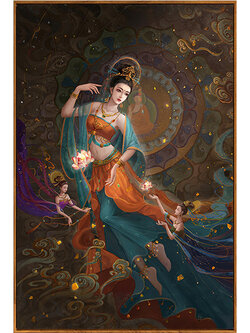 lady-1007 *พร้อมส่ง* ชุดปักครอสติช ลายนางฟ้าประทานพร (รุ่นไหมเงา silk ปักเต็มผืนผ้า ไม่มีเดินเส้น ผ้า11CT พิมพ์ลาย ปัก 3 เส้นเล็ก) ขนาด 60*85 ซม.ผ้าครอสติช 11CTพิมพ์ลายปักบนผ้า ไหมเงา silk 38 สี ผังลาย เข็ม