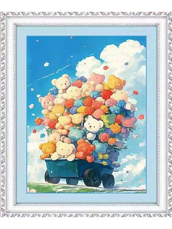 bear-1003 *พร้อมส่ง* ชุดปักครอสติช ลายทัวร์น้องหมี (ปักเต็มผืนผ้า ไม่มีเดินเส้น ผ้า11CTพิมพ์ลาย ปัก 3 เส้นเล็ก) ขนาด 50*70 ซม.ผ้าครอสติช 11CTพิมพ์ลายปักบนผ้า ไหมคอตตอน 19 สี ผังลาย เข็ม