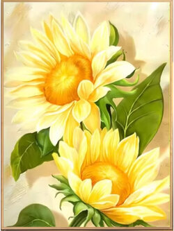 sunflower-1001 *พร้อมส่ง* ชุดปักครอสติช ลายทานตะวัน (ปักเต็มผืนผ้า ไม่มีเดินเส้น ผ้า11CTพิมพ์ลาย ปัก 3 เส้นเล็ก) ขนาด 50*65 ซม.ผ้าครอสติช 11CTพิมพ์ลายปักบนผ้า ไหมคอตตอน 20 สี ผังลาย เข็ม