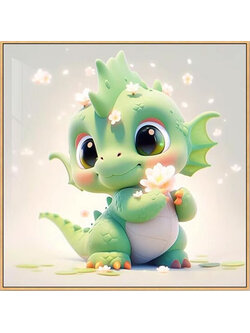 dragon-1110 *สินค้าหมด* ชุดปักครอสติช ลายมังกรเขียวน้อย (ปักเต็มผืนผ้า ไม่มีเดินเส้น ผ้า11CTพิมพ์ลาย ปัก 3 เส้นเล็ก) ขนาด 50*50 ซม.ผ้าครอสติช 11CTพิมพ์ลายปักบนผ้า ไหมคอตตอน 31 สี ผังลาย เข็ม