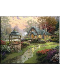 home-2066 *สินค้าหมด* ชุดภาพติดคริสตัลกลม ลายกระท่อมน้อยในสวนสวย (งานติดเต็มภาพ) ขนาด 48*36 ซม.คริสตัลกลม 43 สี อุปกรณ์ครบชุด