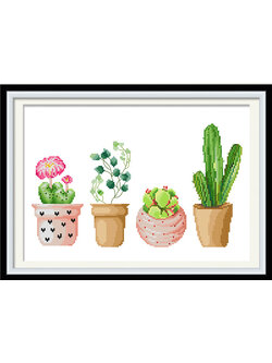 cactus-1020 *พร้อมส่ง* ชุดปักครอสติช ลายต้นตะบองเพชร ชุดที่ 2 ขนาด 50*38 ซม.ผ้าครอสติช 11CTพิมพ์ลายปักบนผ้า ไหมคอตตอน 39 สี ผังลาย เข็ม