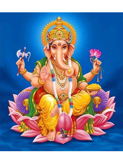 tep-2003 *พร้อมส่ง* ชุดภาพติดคริสตัลกลม ลายพระพิฆเนศ (งานติดเต็มภาพ) ขนาด 40*45 ซม.ผ้าแคนวาส ลงผังลายเต็ม+คริสตัลกลม 36 สี+อุปกรณ์ครบชุด