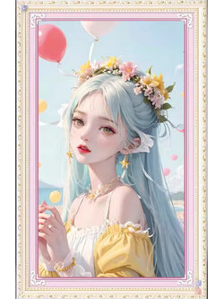 lady-1118 *สินค้าหมด* ชุดปักครอสติช ลายสาวน้อยกับลูกโป่ง (งานปักเต็มลาย ไม่มีเดินเส้น) ปักครั้งละ 3 เส้นเล็ก ขนาด 50*77 ซม.ผ้าครอสติช 11CTพิมพ์ลายปักบนผ้า ไหมคอตตอน 36 สี ผังลาย เข็ม