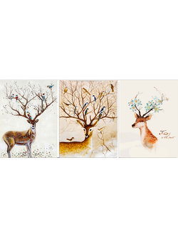 deer-1019 *พร้อมส่ง* ชุดปักครอสติช ลายเซต 3 ชิ้น กวางเขางาม ( ปักเต็มผืนผ้า ปักครั้งละ 3 เส้นเล็ก ) ขนาดภาพละ 45*50 ซม.ผ้าครอสติช 11CTพิมพ์ลายปักเต็มลายผ้า ไหมคอตตอน 66 สี ผังลาย เข็ม