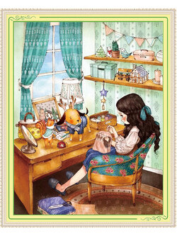 girl-1005 *พร้อมส่ง* ชุดปักครอสติช ลายสาวน้อยเย็บปักถักร้อย (ปักเต็มผืนผ้า ไม่มีเดินเส้น ผ้า11CTพิมพ์ลาย ปัก 3 เส้นเล็ก) ขนาด 53*72 ซม.ผ้าครอสติช 11CTพิมพ์ลายปักบนผ้า ไหมคอตตอน 44 สี ผังลาย เข็ม