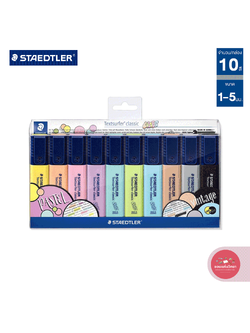 ปากกาเน้นข้อความ Highlighter สเต็ดเลอร์ Staedtler รุ่น 364C-WP10 แพ็ค 10 สี จำนวน 1 แพ็ต