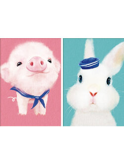 pig-1022 *สินค้าหมด* ชุดปักครอสติช ลายเซต 2 ชิ้น หมูหวานกับกระต่ายขาว (งานปักเต็มลาย ไม่มีเดินเส้น) ขนาดภาพละ 33*43 ซม.ผ้าครอสติช 11CTพิมพ์ลายปักเต็มลายผ้า ไหมคอตตอน 24 สี ผังลาย เข็ม