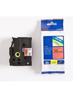 เทปพิมพ์อักษร BROTHER 36 mm. - อักษรดำพื้นแดง TZE-461