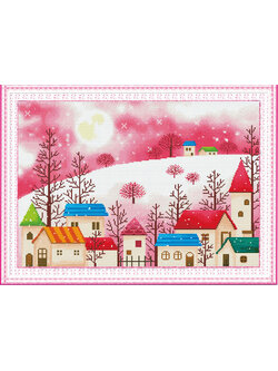 home-1043 *สินค้าหมด* ชุดปักครอสติช ลายเมืองหิมะ (ปักเต็มผืนผ้า ไม่มีเดินเส้น ผ้า11CTพิมพ์ลาย ปัก 3 เส้นเล็ก) ขนาด 65*49 ซม.ผ้าครอสติช 11CTพิมพ์ลายปักบนผ้า ไหมคอตตอน 33 สี ผังลาย เข็ม