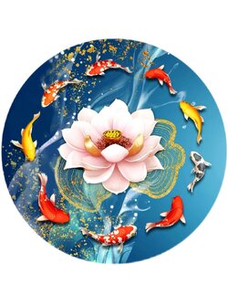 pla-1137 *สินค้าหมด* ชุดปักครอสติช ลาย 9 ปลาคาร์ปวนรอบดอกบัว (ปักเต็มผืนผ้า ไม่มีเดินเส้น ผ้า11CTพิมพ์ลาย ปัก 3 เส้นเล็ก) ขนาด 60*60 ซม.ผ้าครอสติช 11CTพิมพ์ลายปักบนผ้า ไหมคอตตอน 36 สี ผังลาย เข็ม