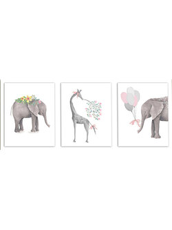 chang-1003 *พร้อมส่ง* ชุดปักครอสติช ลายเซต 3 ชิ้น ช้างคู่ยีราฟ (ไม่มีเดินเส้น ผ้า11CTพิมพ์ลาย ปัก 3 เส้นเล็ก) ขนาด 157*75 ซม.ผ้าครอสติช 11CTพิมพ์ลายปักบนผ้า ไหมคอตตอน 47 สี ผังลาย เข็ม