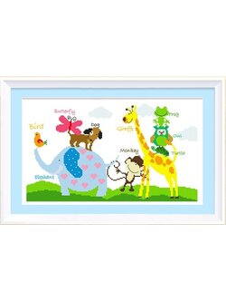 animal-1003 *พร้อมส่ง* ชุดปักครอสติช ลายเพื่อนรักสัตว์น้อย (ผ้า11CTพิมพ์ลาย ปัก 3 เส้นเล็ก) ขนาด 48*31 ซม. ผ้าครอสติช 11CTพิมพ์ลายปักบนผ้า ไหมคอตตอน 22 สี ผังลาย เข็ม