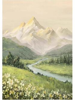 view-1104 *สินค้าหมด* ชุดปักครอสติช ลายวิวภูเขาหิมะ (ปักเต็มผืนผ้า ไม่มีเดินเส้น ผ้า11CTพิมพ์ลาย ปัก 3 เส้นเล็ก ) ขนาด 50*66 ซม.ผ้าครอสติช 11CTพิมพ์ลายปักบนผ้า ไหมคอตตอน 24 สี ผังลาย เข็ม