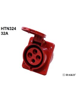 HTN324 ปลั๊กตัวเมียฝังเฉียง 3P+E 32A 380V IP44 6h