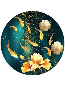 pla-1255 *สินค้าหมด* ชุดปักครอสติช ลาย 9 ปลาคาร์ปทองในบึงบัวทองคำ (งานปักเต็มลาย ไม่มีเดินเส้น) ขนาด 50*50 ซม.ผ้าครอสติช 11CTพิมพ์ลายปักบนผ้า ไหมคอตตอน 25 สี ผังลาย เข็ม