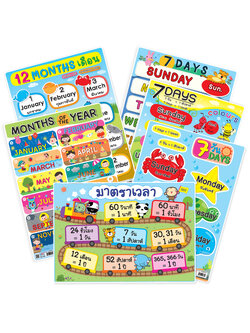 โปสเตอร์ความรู้ ชุด เวลา วัน เดือน ขนาดA4