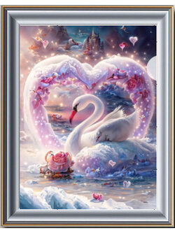 swan-1007 *สินค้าหมด* ชุดปักครอสติช ลายหงส์หิมะ (ปักเต็มผืนผ้า ไม่มีเดินเส้น ผ้า11CTพิมพ์ลาย ปัก 3 เส้นเล็ก) ขนาด 50*70 ซม.ผ้าครอสติช 11CTพิมพ์ลายปักบนผ้า ไหมคอตตอน 50 สี ผังลาย เข็ม