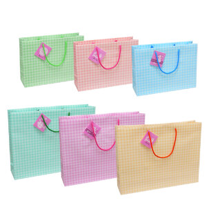 ถุงช้อปปิ้ง Greeting Bag แนวนอน ลายสก็อตเล็ก