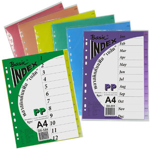 อินเด็กซ์พลาสติกคั่นเอกสาร A4 12หยักก้าน 140ไมครอน