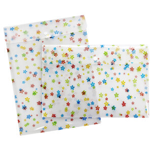 ซองกระดุม A4 สีใสลายดอกไม้