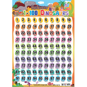 โปสเตอร์ความรู้ หัดนับเลข 1-100 ไดโนเสาร์ No.199