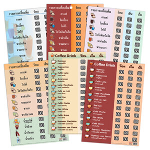 แผ่นป้ายรายการและราคาเครื่องดื่ม ป้ายพร้อมใช้ 35x50ซม.