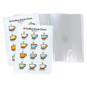 แฟ้มรายการอาหาร A4 ปกพิมพ์ลายสูตรกาแฟ