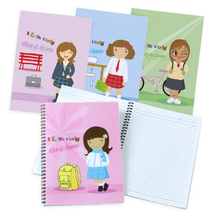 สมุดเขียน B5 ปกพลาสติก ลาย I Love Study