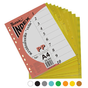 อินเด็กซ์พลาสติกคั่นเอกสาร A4 10หยักก้าน DX-843 พิมพ์ 1-10