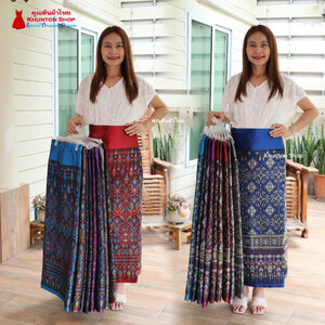 18C-48 ผ้าถุงสำเร็จรูปแบบป้ายข้างติดตะขอ ผ้าไหมสังเคราะห์ ผ้าฝ้ายแกมไหม ผ้าฝ้าย ทอลายทั้งผืน