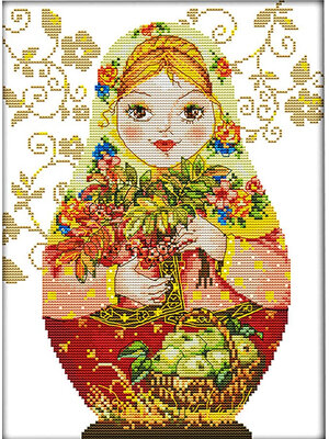 lady-1087 *พร้อมส่ง* ชุดปักครอสติช ลายตุ๊กตาสาวรัสเซีย (ผ้า11CTพิมพ์ลาย ปัก 3 เส้นเล็ก) ขนาด 36*47 ซม.ผ้าครอสติช 11CTพิมพ์ลายปักบนผ้า ไหมคอตตอน 41 สี ผังลาย เข็ม