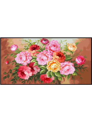 rose-1029 *สินค้าหมด* ชุดปักครอสติช ลายช่อกุหลาบ (ปักเต็มผืนผ้า ไม่มีเดินเส้น ผ้าพิมพ์ลาย 11CT ปัก 3 เส้นเล็ก) ขนาด 107*62 ซม.ผ้าครอสติช 11CTพิมพ์ลายปักบนผ้า ไหมคอตตอน 45 สี ผังลาย เข็ม