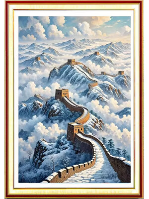 view-1039 *พร้อมส่ง* ชุดปักครอสติช ลายกำแพงเมืองจีน ในฤดู winter (ปักเต็มผืนผ้า ไม่มีเดินเส้น ผ้า11CTพิมพ์ลาย ปัก 3 เส้นเล็ก) ขนาด 50*70 ซม.ผ้าครอสติช 11CTพิมพ์ลายปักบนผ้า ไหมคอตตอน 33 สี ผังลาย เข็ม