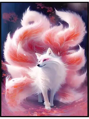 fox-1100 *สินค้าหมด* ชุดปักครอสติช ลายจิ้งจอกเก้าหาง (ปักเต็มผืนผ้า ไม่มีเดินเส้น ปักครั้งละ 3 เส้นเล็ก) ขนาด 40*50 ซม.ผ้าครอสติช 11CT พิมพ์ลายปักบนผ้า ไหมคอตตอน 40 สี ผังลาย เข็ม