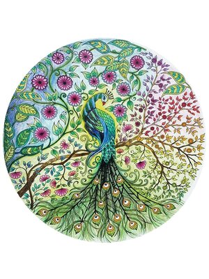 peacock-2084 *พร้อมส่ง* ชุดภาพติดคริสตัลกลม ลายนกยูงกับดอกไม้ ชุดที่ 4 (งานติดเต็มภาพ) ขนาด 36*36 ซม.คริสตัลกลม 22 สี อุปกรณ์ครบชุด