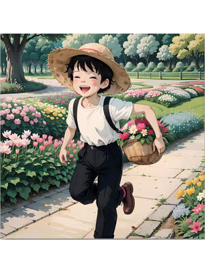 boy-1033 *สินค้าหมด* ชุดปักครอสติช ลายเด็กน้อยกับตะกร้าดอกไม้ (งานปักเต็มลาย ไม่มีเดินเส้น ปักครั้งละ 3 เส้นเล็ก) ขนาด 50*50 ซม.ผ้าครอสติช 11CTพิมพ์ลายปักบนผ้า ไหมคอตตอน 40 สี ผังลาย เข็ม