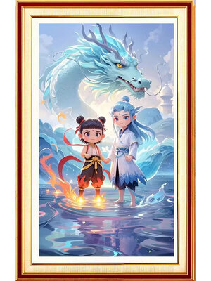 nezha-1003 *สินค้าหมด* ชุดปักครอสติช ลายนาจา เกิดอีกครั้งก็ยังเทพ (ปักเต็มผืนผ้า ไม่มีเดินเส้น ผ้า11CTพิมพ์ลาย ปัก 3 เส้นเล็ก) ขนาด 50*70 ซม.ผ้าครอสติช 11CTพิมพ์ลายปักบนผ้า ไหมคอตตอน 30 สี ผังลาย เข็ม