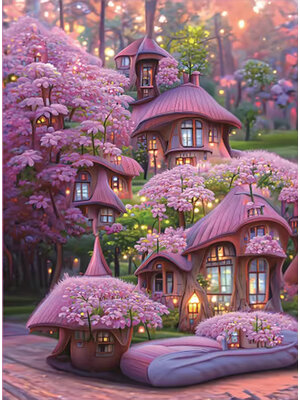 home-1164 *สินค้าหมด* ชุดปักครอสติช ลายบ้านสวยในสวนดอกไม้ (ปักเต็มผืนผ้า ไม่มีเดินเส้น ผ้า11CTพิมพ์ลาย ปัก 3 เส้นเล็ก) ขนาด 52*72 ซม.ผ้าครอสติช 11CTพิมพ์ลายปักบนผ้า ไหมคอตตอน 26 สี ผังลาย เข็ม