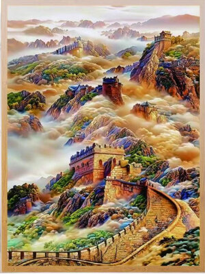 view-1167 *สินค้าหมด* ชุดปักครอสติช ลายกำแพงเมืองจีน (ปักเต็มผืนผ้า ไม่มีเดินเส้น ผ้า9CT พิมพ์ลาย ปัก 4 เส้นเล็ก) ขนาด 60*90 ซม.ผ้าครอสติช 9CTพิมพ์ลายปักบนผ้า ไหมคอตตอน 42 สี ผังลาย เข็ม