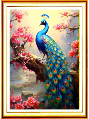 peacock-1003 *พร้อมส่ง* ชุดปักครอสติช ลายนกยูงเกาะกิ่งแมกโนเลีย (ปักเต็มผืนผ้า ไม่มีเดินเส้น ผ้า11CT พิมพ์ลาย ปัก 3 เส้นเล็ก) ขนาด 50*70 ซม.ผ้าครอสติช 11CTพิมพ์ลายปักบนผ้า ไหมคอตตอน 38 สี ผังลาย เข็ม