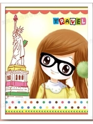 girl-2010 *พร้อมส่ง* ชุดภาพติดคริสตัลกลม ลายสาวน้อยเที่ยวอเมริกา (งานติดเต็มภาพ) ขนาด 30*38 ซม. คริสตัลกลม 29 สี อุปกรณ์ครบชุด