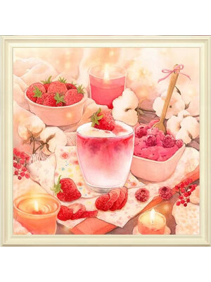 dessert-1001 *สินค้าหมด* ชุดปักครอสติช ลายสตรอเบอรี่ชีสเค้ก (ปักเต็มผืนผ้า ไม่มีเดินเส้น ผ้า11CT พิมพ์ลาย ปัก 3 เส้นเล็ก) ขนาด 62*62 ซม.ผ้าครอสติช 11CTพิมพ์ลายปักบนผ้า ไหมคอตตอน 38 สี ผังลาย เข็ม