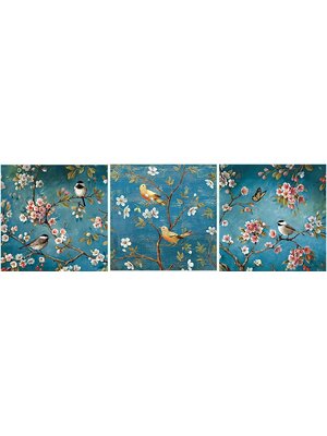 bloom-1124 *สินค้าหมด* ชุดปักครอสติช ลายเซต 3 ชิ้น นกน้อยกับดอกไม้ (งานปักเต็มลาย) ขนาดภาพละ 45*45 ซม. ผ้าครอสติช 11CTพิมพ์ลายปักบนผ้า ไหมคอตตอน 80 สี ผังลาย เข็ม