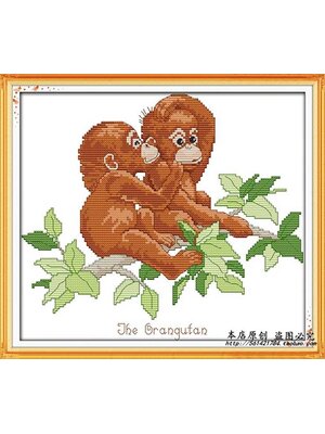monkey-1100 *สินค้าหมด* ชุดปักครอสติช ลายอุรังกุตังน้อย ขนาด 34*28 ซม.ผ้าครอสติช 14CT(รุ่นผ้าขาวไม่พิมพ์ลาย)+ไหมคอตตอน 16 สี+ผังลาย+เข็ม