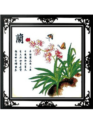 bloom-1046 *พร้อมส่ง* ชุดปักครอสติช ลายดอกไม้ 4 ฤดู กล้วยไม้ (ผ้า11CTพิมพ์ลาย ปัก 3 เส้นเล็ก) ขนาด 52*52 ซม.ผ้าครอสติช 11CTพิมพ์ลายปักบนผ้า ไหมคอตตอน 22 สี ผังลาย เข็ม